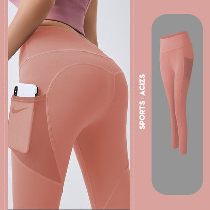 Women Yoga Pants With Pocket Leggings Tummy Control Jogging Tights