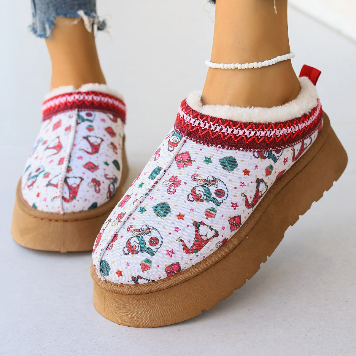 Women's Cartoon Christmas Ankle  Casual Winter Short Boots