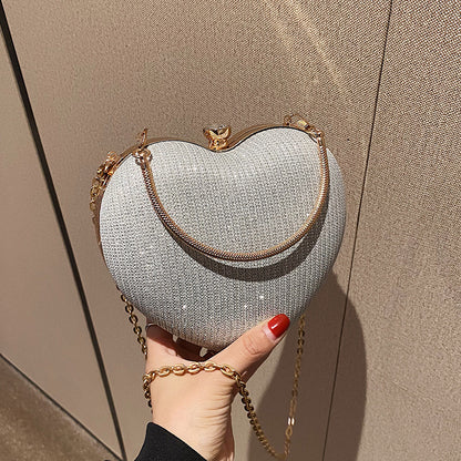 Fashion Chain Crossbody  Handheld Peach Heart Bag