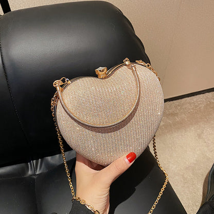 Fashion Chain Crossbody  Handheld Peach Heart Bag