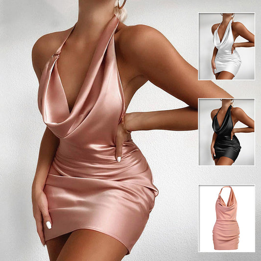 V Neck Dress Backless Mini Sleeveless Summer Party Dress