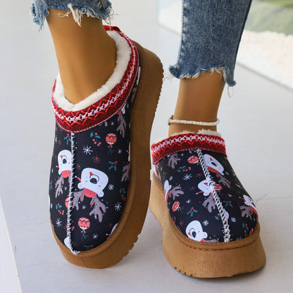 Women's Cartoon Christmas Ankle  Casual Winter Short Boots