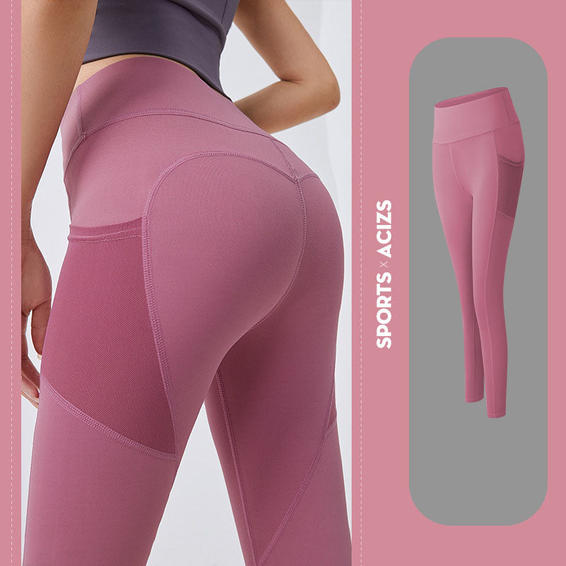 Women Yoga Pants With Pocket Leggings Tummy Control Jogging Tights