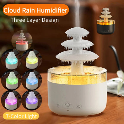 Rain Air Humidifier Essential Oil Aromatherapy USB With Colorful Light