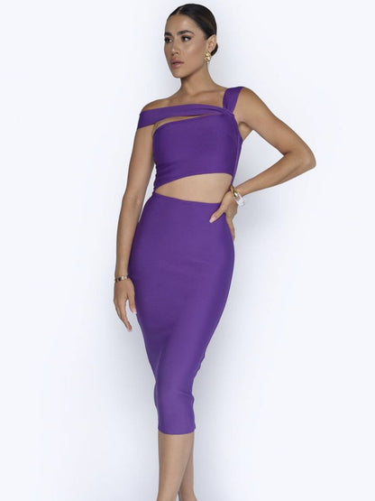 Sexy Oblique Shoulder Knee-length Skirt Cocktail Party Dress