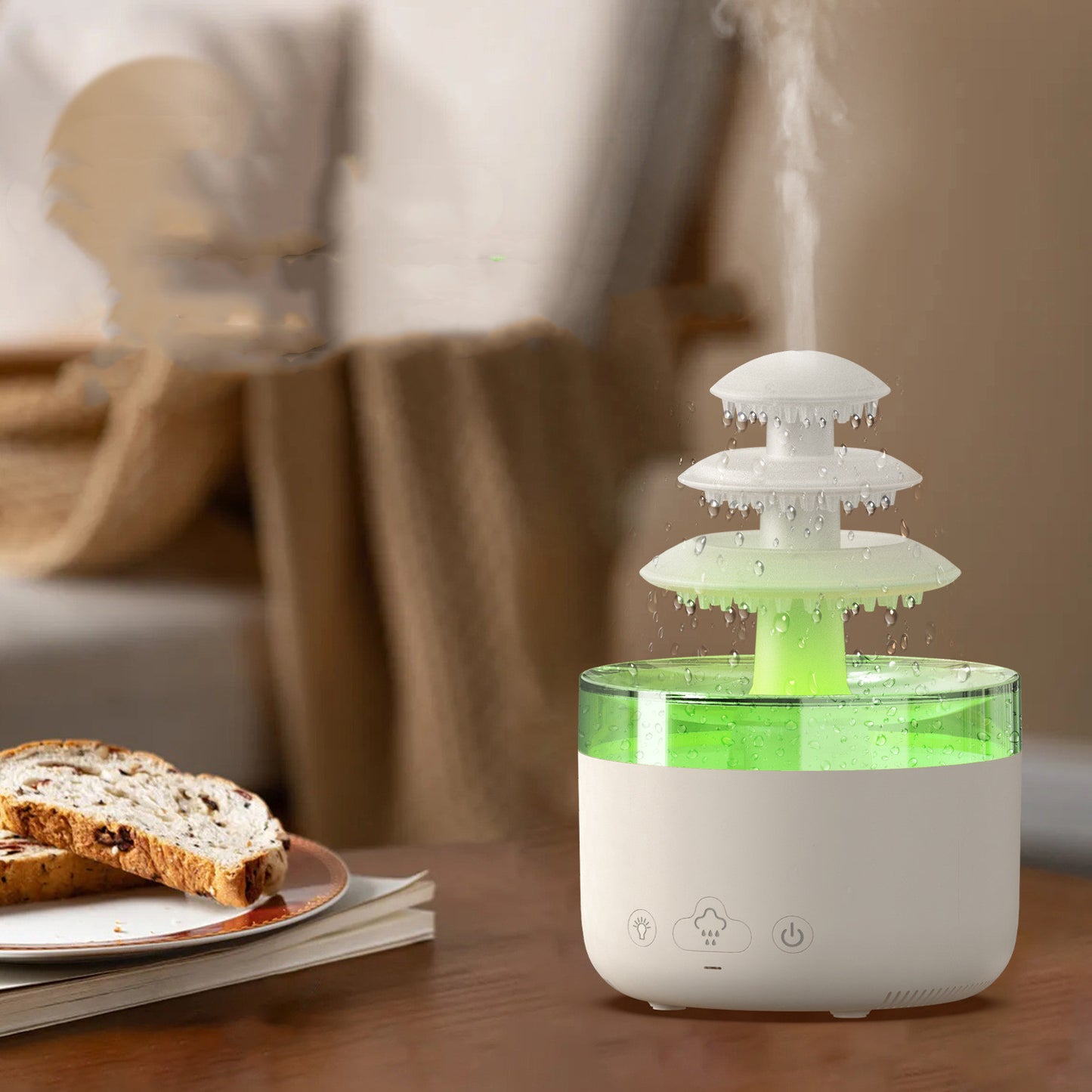 Rain Air Humidifier Essential Oil Aromatherapy USB With Colorful Light