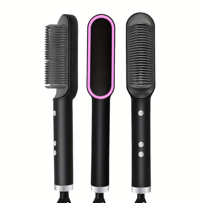 2-in-1 Electric Straightener Brush Hot Comb Adjustment Heat  Anti-Scald 2-in-1 Styling Tool For Long-Lasting Curls And Straight Hair