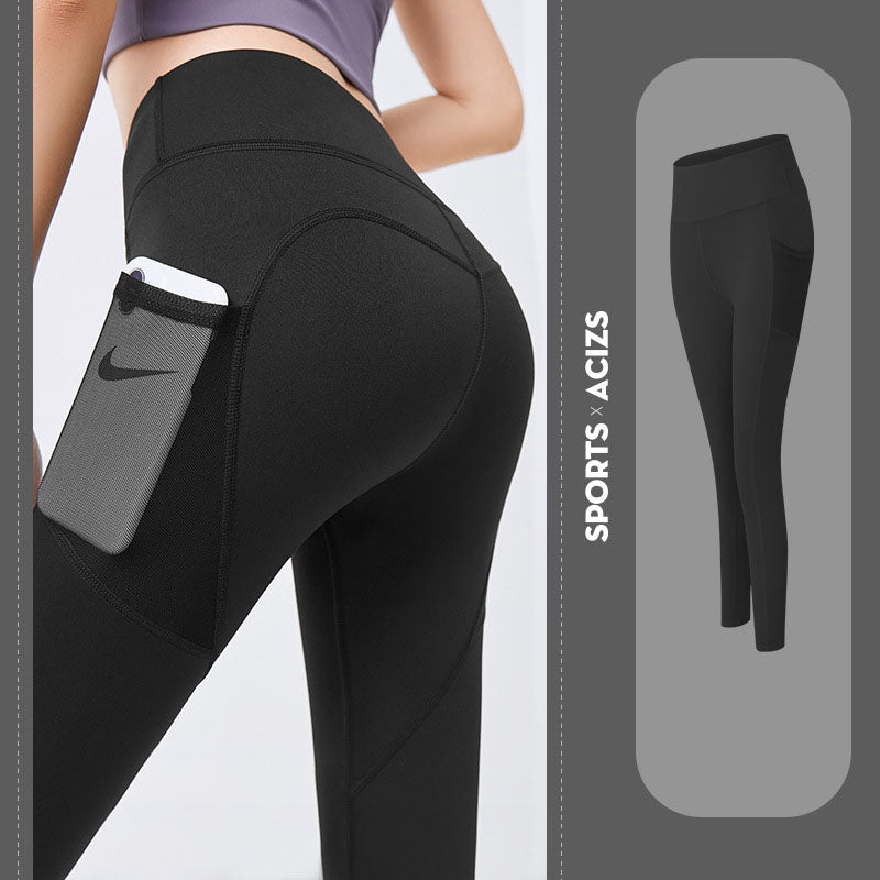 Women Yoga Pants With Pocket Leggings Tummy Control Jogging Tights