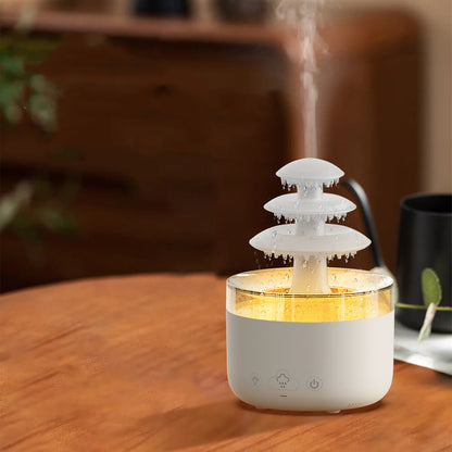 Rain Air Humidifier Essential Oil Aromatherapy USB With Colorful Light