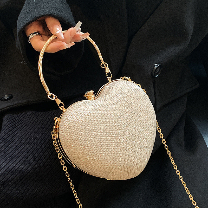 Fashion Chain Crossbody  Handheld Peach Heart Bag