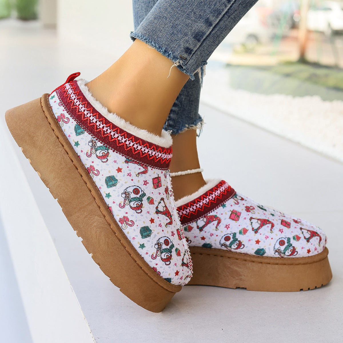 Women's Cartoon Christmas Ankle  Casual Winter Short Boots