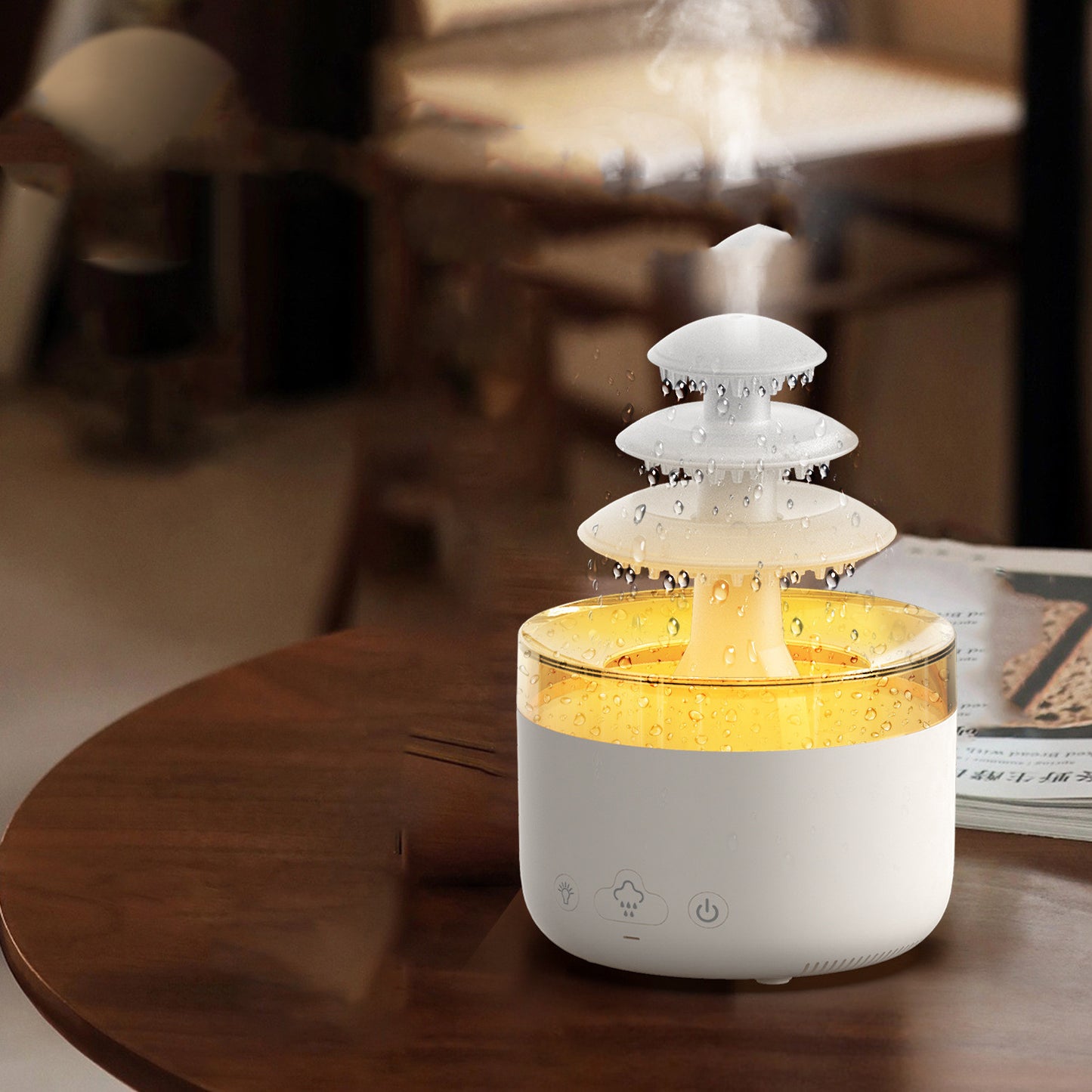 Rain Air Humidifier Essential Oil Aromatherapy USB With Colorful Light